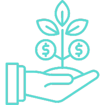Icon indicating a growth in investments